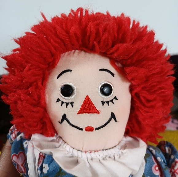 ✓RAGGADY ANN STUFFED DOLL BLUE Floral  DRESS   DOLL used VINTAGE 85 anniversary - Picture 11 of 16